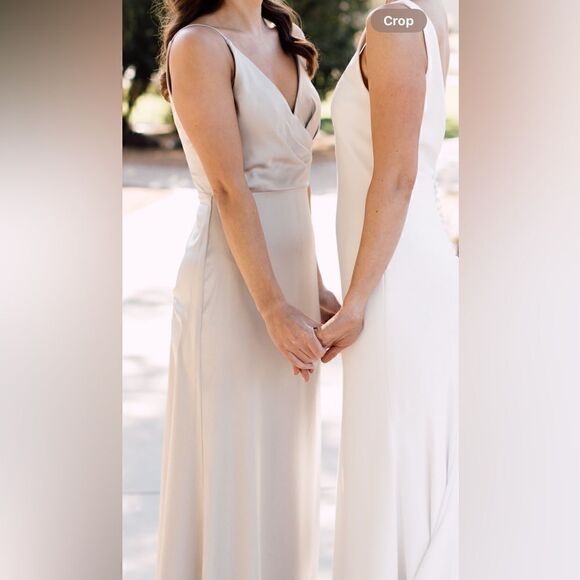 Jenny Yoo Long Bridesmaids Dress Beckett Latte Size 2 Worn Once - Picture 15 of 15